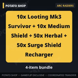 ARC Raiders | 10x Looting Mk3 Survivor + 10x Medium Shield + 50x Herbal + 50x Surge Shield Recharger