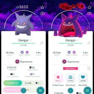 Nonshiny Gigantamax Gengar Background Registered trade 20k Stardust