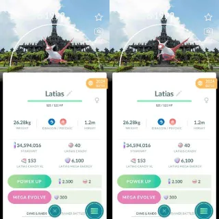 Nonshiny Latias with Bali Background - Pokemon Go
