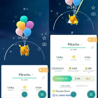 Shiny Taiwan Blue Balloon Pikachu - Registered Trade Only 20k Dust - Pokemon Go