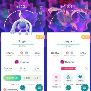 Nonshiny Dynamax Lugia - Registered Trade Only 20k Dust - Pokémon Go