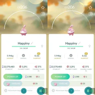 XXS Nonshiny Happiny Pokemon Go