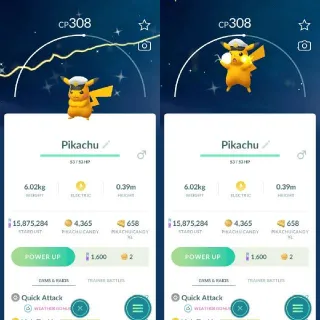 Shiny Cap Hat Pikachu - Registered Trade Only 20k Dust - Pokemon Go