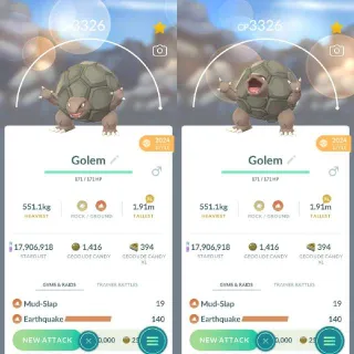 Golem Level 50 XL - Pokemon Go
