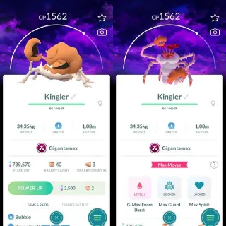 Nonshiny Gigantamax Kingler Background Registered trade 20k Stardust