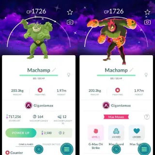 Shiny Gigantamax Machamp Dark Skies Background Pokemon Go