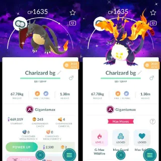 Shiny Gigantamax Charizard Dark Skies Background