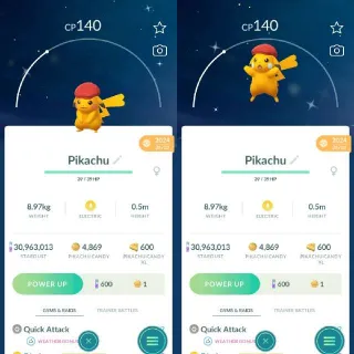 Shiny Rei s Hat Pikachu - Registered Trade Only 20k Dust - Pokemon Go