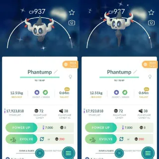 Shiny Phantump XXL - Registered Trade Only 20k Dust - Pokemon Go