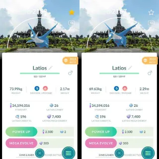 Nonshiny Latios with Bali Background - Pokemon Go