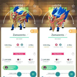 Crowned Shield NonShiny Zamazenta Level 50 - Pokemon Go