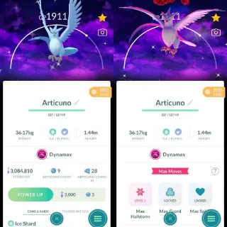 Shiny Dynamax Articuno Dark Skies Background Pokemon Go