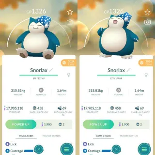 Nonshiny NightCap Snorlax Pokemon Go