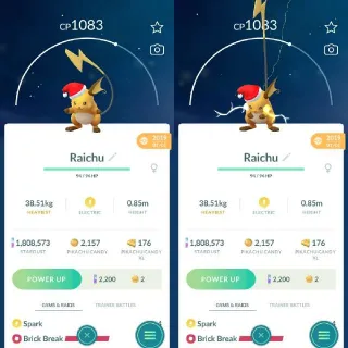 Nonshiny Santa Hat Raichu Guarantee Lucky Pokemon Go