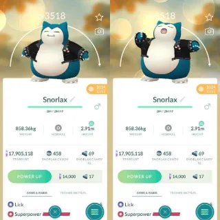 Nonshiny Jacket Snorlax Level 45 - Pokemon Go