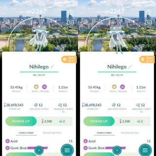 Nonshiny Nihilego with Sendai City background
- Pokemon Go