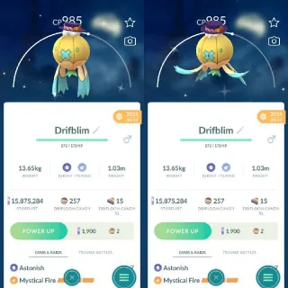 Shiny Halloween Drifblim - Registered Trade Only 20k Dust - Pokemon Go