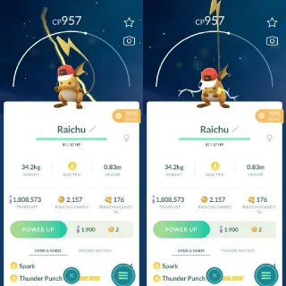 Nonshiny Costume Raichu Guarantered Lucky Pokemon Go