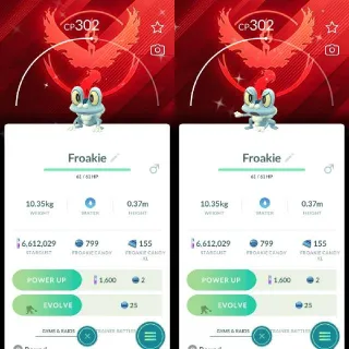 Shiny Froakie With team Valor background - Pokemon Go
