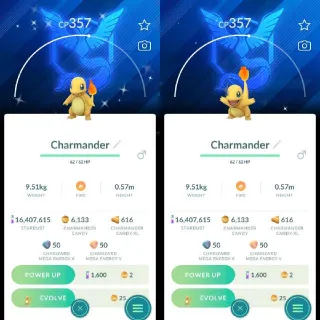 Shiny Charmander With team Mystic background - Pokemon Go