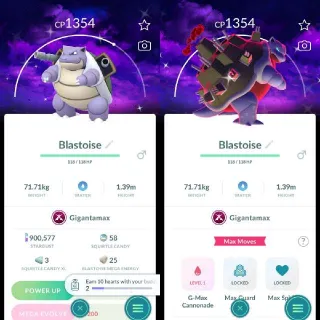 Shiny Gigantamax Blastoise Dark Skies Background Pokemon Go