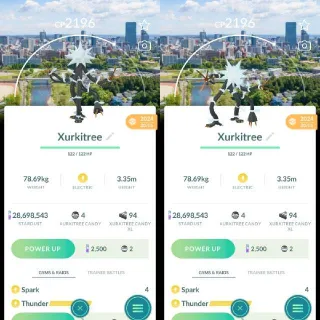 Nonshiny Xurkitree with Sendai City background
- Pokemon Go