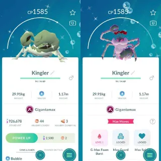 Shiny Gigantamax Kingler Pokemon Go