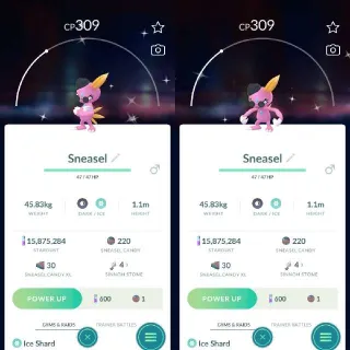 Shiny Costume Sneasel - Registered Trade Only 20k Dust - Pokemon Go