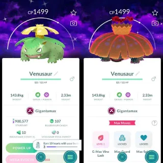 Shiny Gigantamax Venusaur Dark Skies Background Pokemon Go