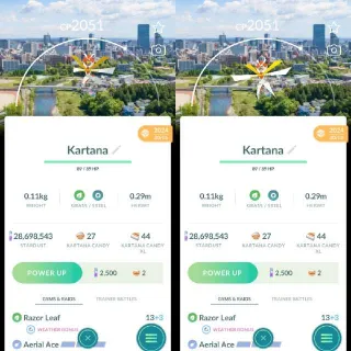 Nonshiny Kartana with Sendai City background
- Pokemon Go