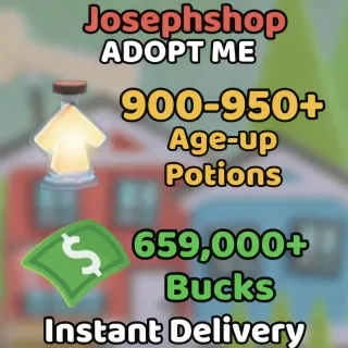 Adopt Me 900-950 Age Up Potion + Bucks instant delivery 