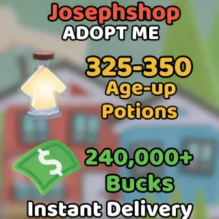 Adopt Me 325-350 Age Up Potion + 240,000+ Bucks