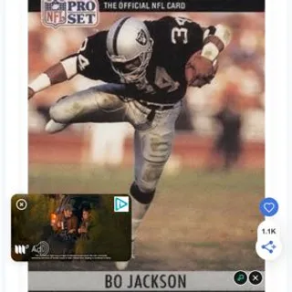 1990 Pro Set Bo Jackson Football Card