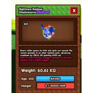 Huge Nightmare Rainbow Dilophosaurus 60kg+