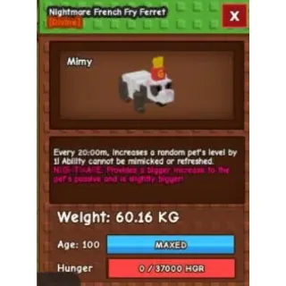 Huge Nightmare french fry ferret | 60kg+ | 20mins Cd