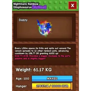 Huge nightmare rainbow dilophosaurus | 61kg+