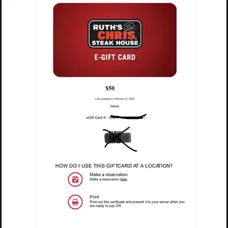 $1000.00 USD Ruth's Chris Gift Cards (10x100$ FAST Delivery 🚚⚡️)