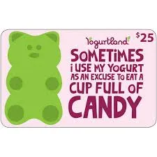 $16.71 USD Yogurt Land Giftcards (ONE CODE)  (read description on instructions)