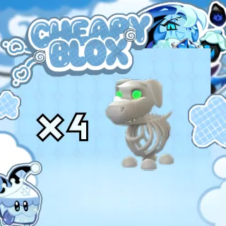 x4 Halloween White Skeleton Dog