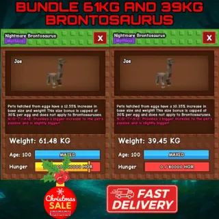 BUNDLE 61KG AND 39KG BRONTOSAURUS