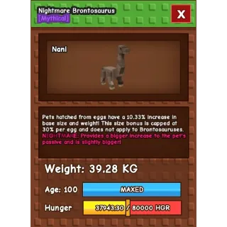 NIGHTMARE BRONTOSAURUS (39.28KG)