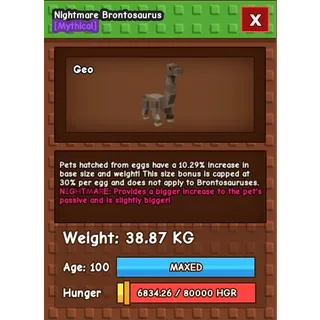 NIGHTMARE BRONTOSAURUS (38.87kg)
