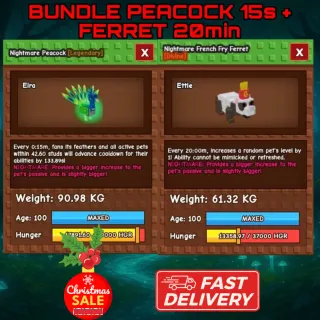 BUNDLE PEACOCK 15s + FERRET 20mins