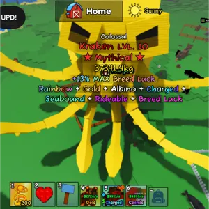 Catch and Tame | Colossal Kraken (Rainbow, Gold & Albino Mutation) Level 10 | PET (Roblox)