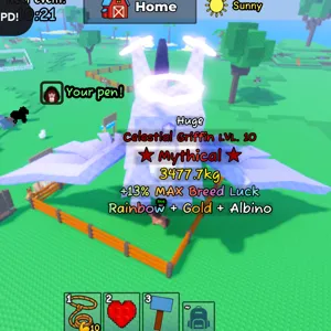 Catch and Tame | Huge Celestial Griffin (Rainbow, Gold & Albino Mutation) Level 10 | PET (Roblox)