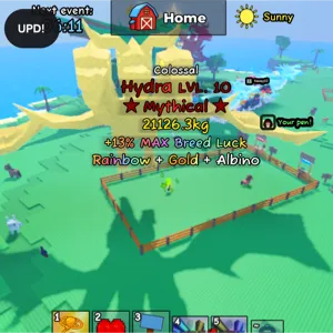 Catch and Tame | COLOSSAL HYDRA (RAINBOW, GOLD & ALBINO MUTATION) Level 10 | S (Roblox)