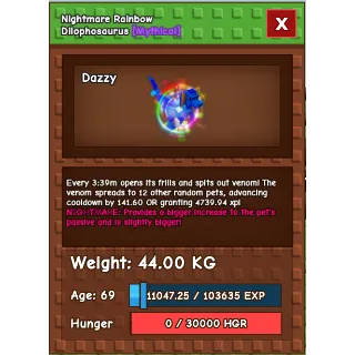 Huge Nightmare Rainbow Hatched Dilophosaurus