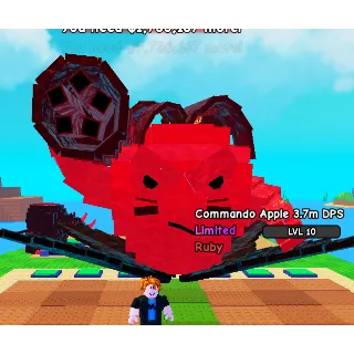 RUBY COMMANDO APPLE 4.1M DMG | 3.7M DPS LEVEL 10 [1.1s CD] 12.5kg - PLANTS VS BRAINROTS / PVB