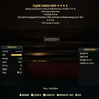 Bsss Polished Invisible Cryptid Jawbone Knife