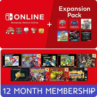 Nintendo Switch Online+Expansion Pack 12 Months Membership Region Free (FAMILY MEMBERSHIP INVITE)